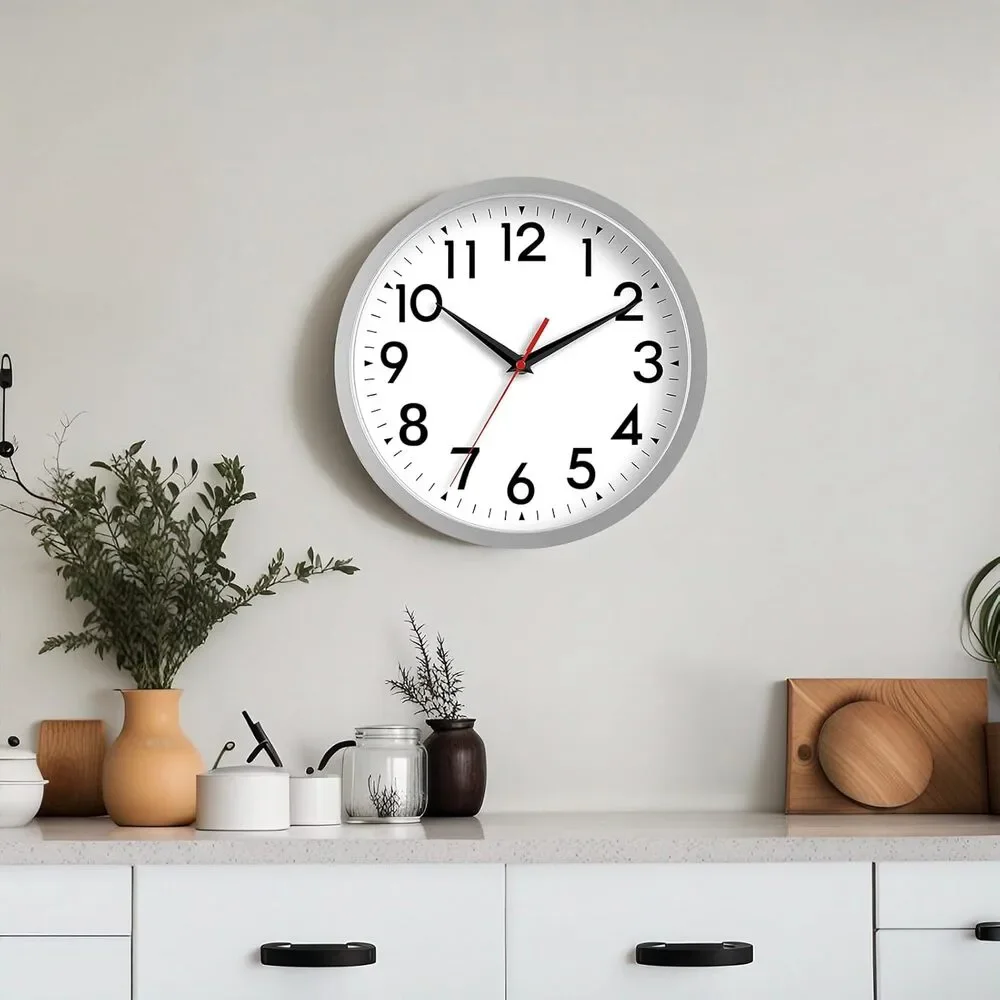 Wall Clock Modern Battery Operated 10 Inch Simpel Silent Non Ticking Decorative